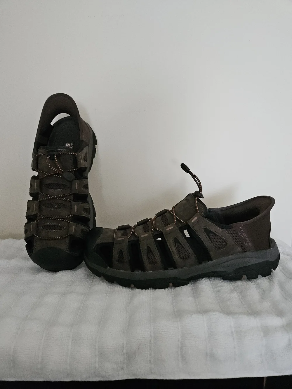 Skechers Men’s Slip-ins Brown 11 Tresmen Norvick Sandals Closed Toe #205187